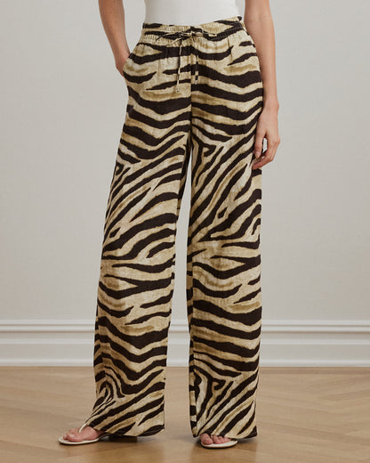 Ralph Lauren ZebraPrint Linen WideLeg Pant