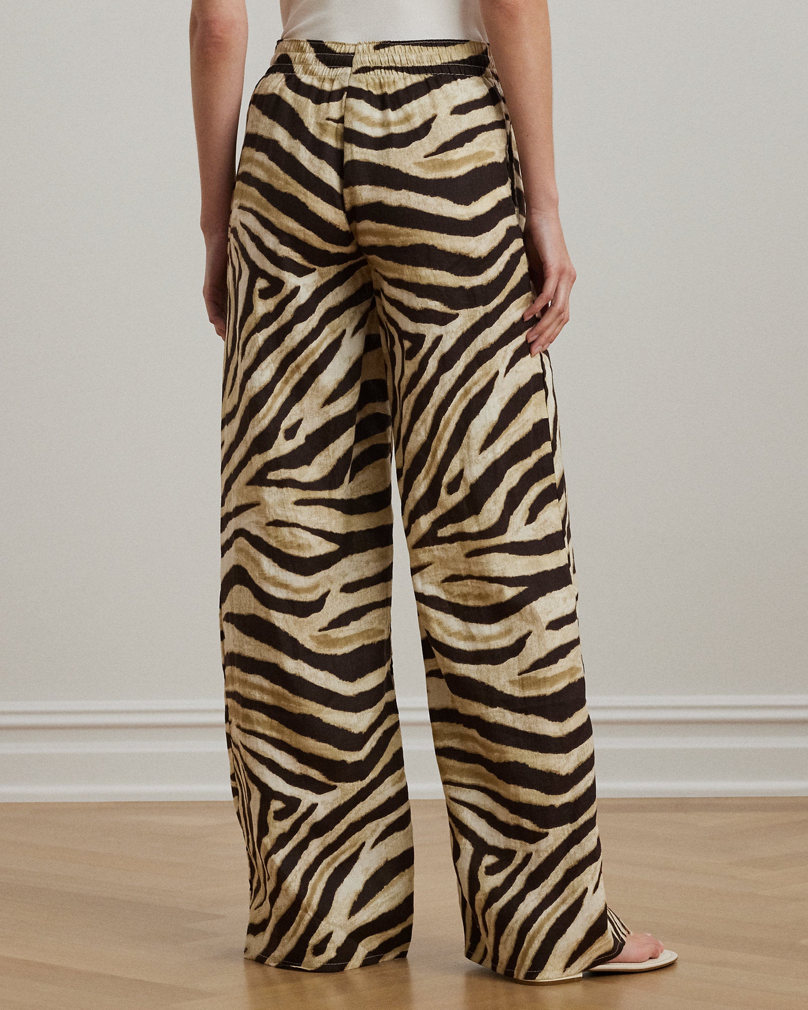 Ralph Lauren ZebraPrint Linen WideLeg Pant