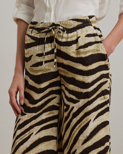 Ralph Lauren ZebraPrint Linen WideLeg Pant