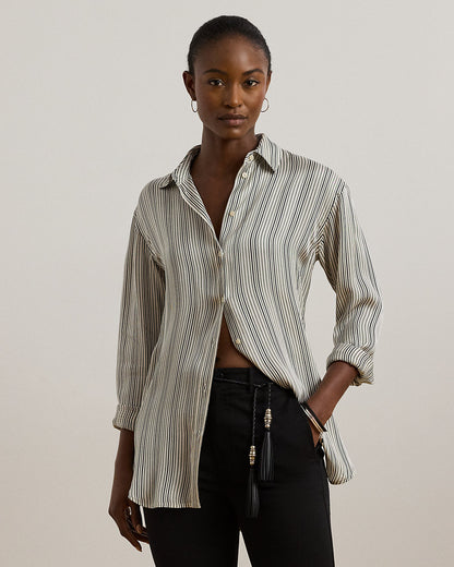 Ralph Lauren Relaxed Fit Striped Satin Shirt
