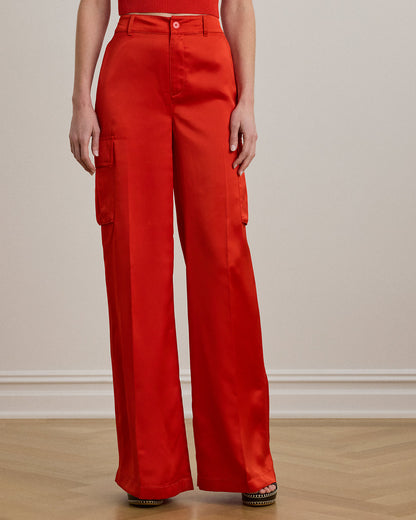 Ralph Lauren Satin Charmeuse WideLeg Cargo Pant