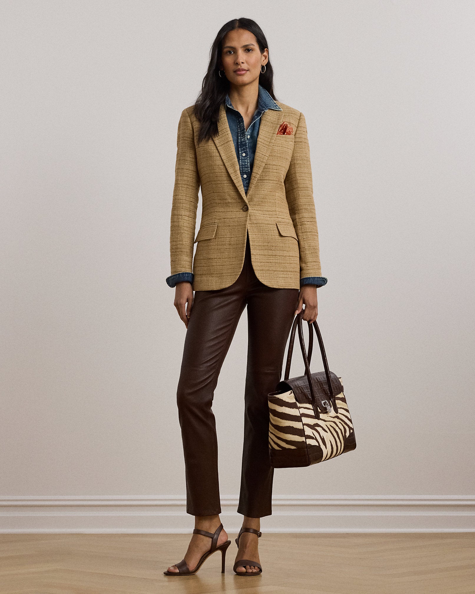 Ralph Lauren Herringbone LinenBlend Tweed Blazer