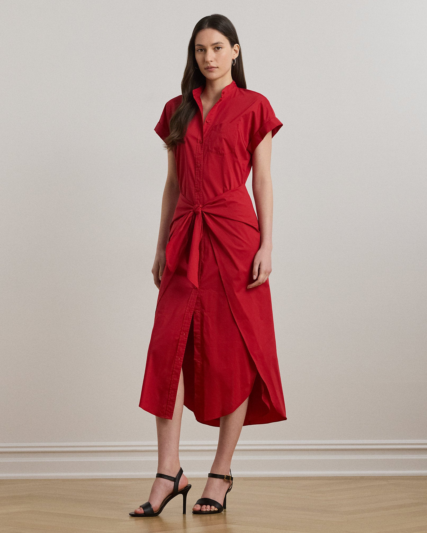 Ralph Lauren TieFront CottonBlend Shirtdress