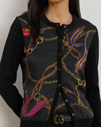 Ralph Lauren BeltingPrint CottonBlend Cardigan