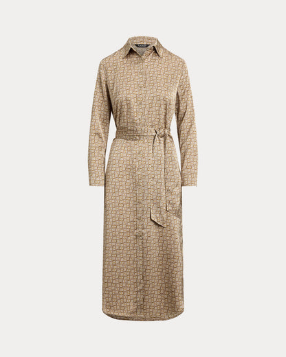 Ralph Lauren GeoPrint Satin Charmeuse Shirtdress