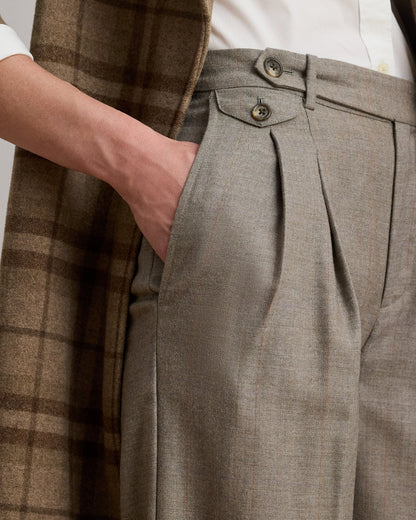 Ralph Lauren Pleated Wool Herringbone WideLeg Pant