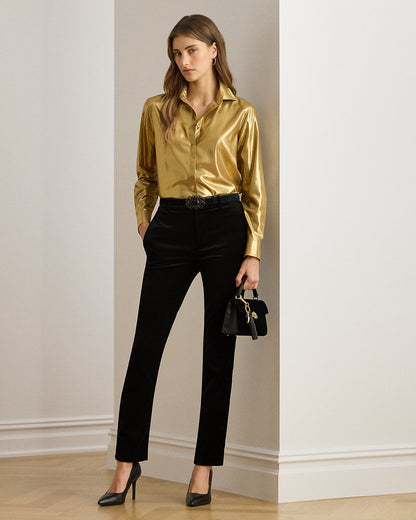 Ralph Lauren Classic Fit Metallic Chiffon Shirt