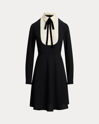 Ralph Lauren TwoTone Georgette TieNeck Dress