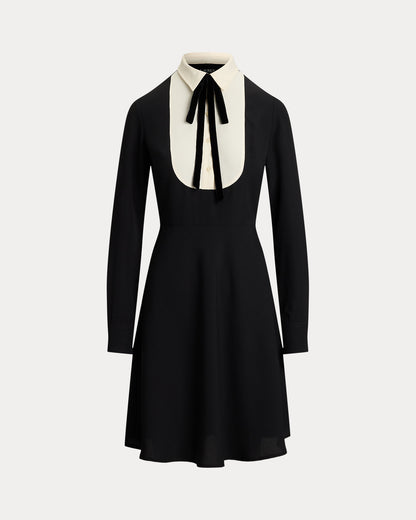 Ralph Lauren TwoTone Georgette TieNeck Dress