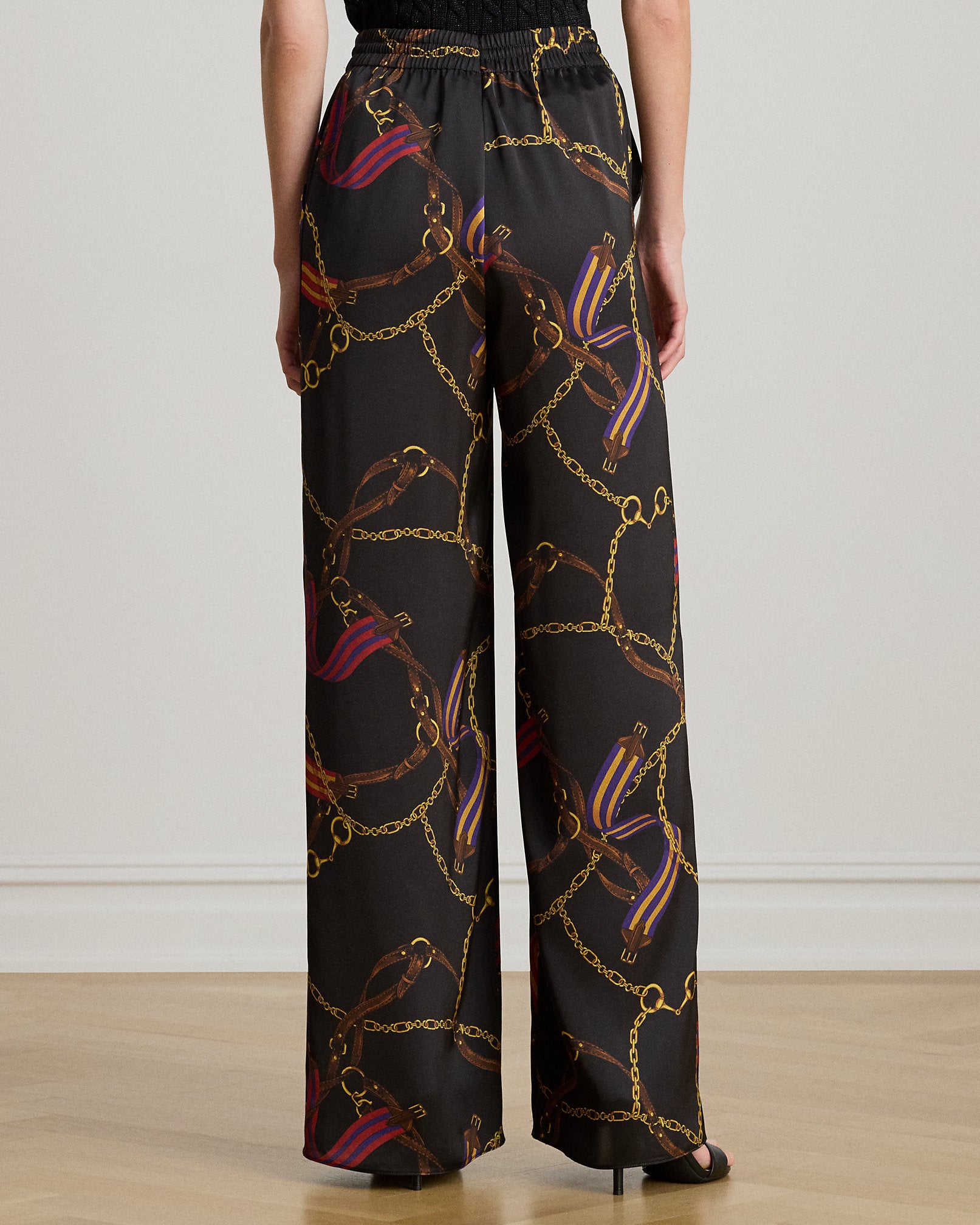 Ralph Lauren BeltingPrint Charmeuse WideLeg Pant