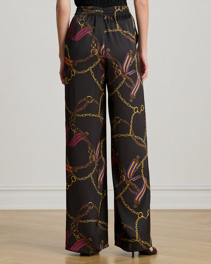 Ralph Lauren BeltingPrint Charmeuse WideLeg Pant