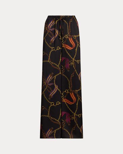 Ralph Lauren BeltingPrint Charmeuse WideLeg Pant