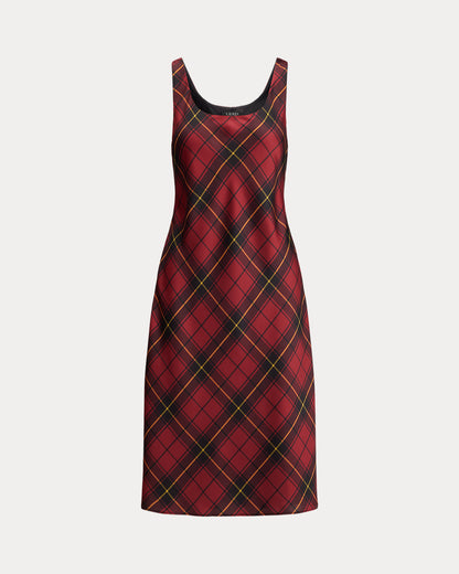 Ralph Lauren Plaid Satin Sleeveless Cocktail Dress
