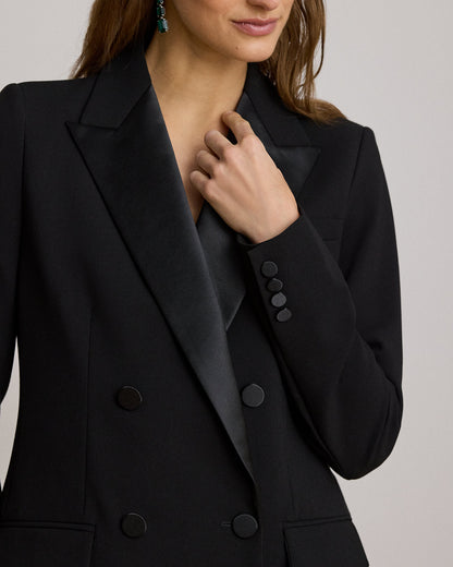 Ralph Lauren DoubleBreasted SatinTrim Crepe Blazer