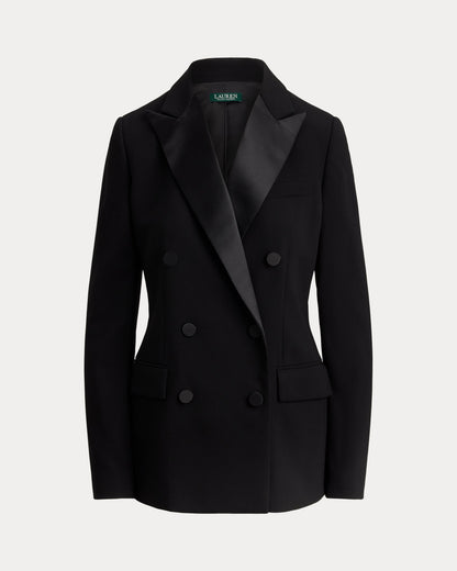 Ralph Lauren DoubleBreasted SatinTrim Crepe Blazer
