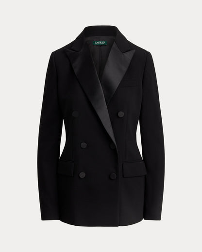 Ralph Lauren DoubleBreasted SatinTrim Crepe Blazer