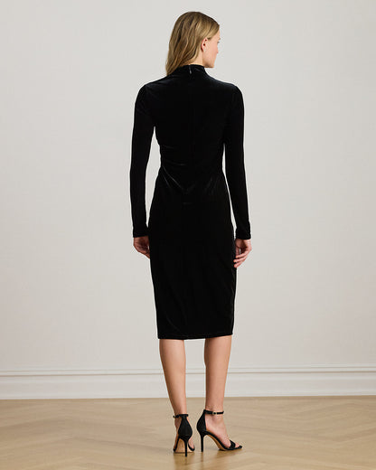 Ralph Lauren Ruched Velvet Asymmetrical Dress