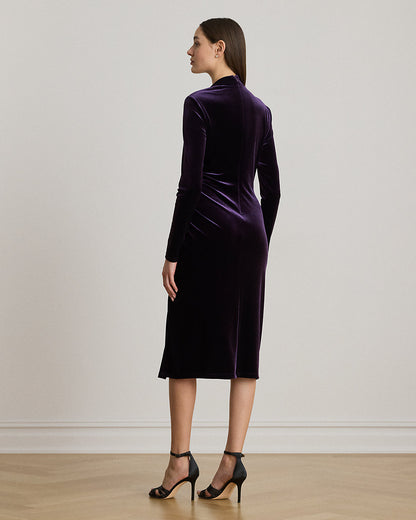 Ralph Lauren Ruched Velvet Asymmetrical Dress