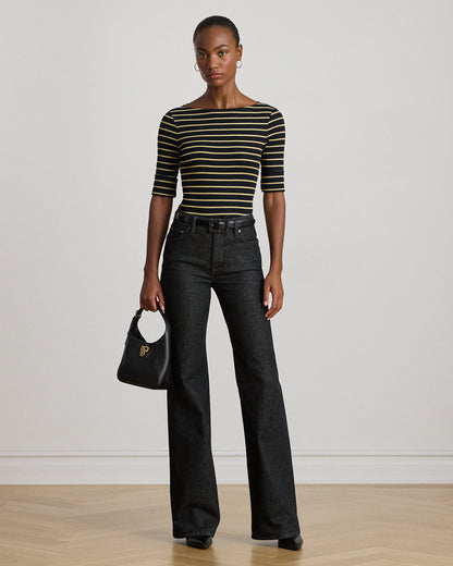 Ralph Lauren Metallic Striped Boatneck Tee