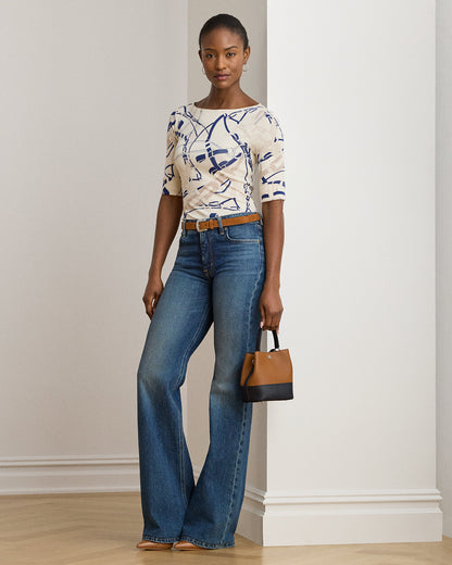 Ralph Lauren BeltingPrint Cotton Boatneck Tee