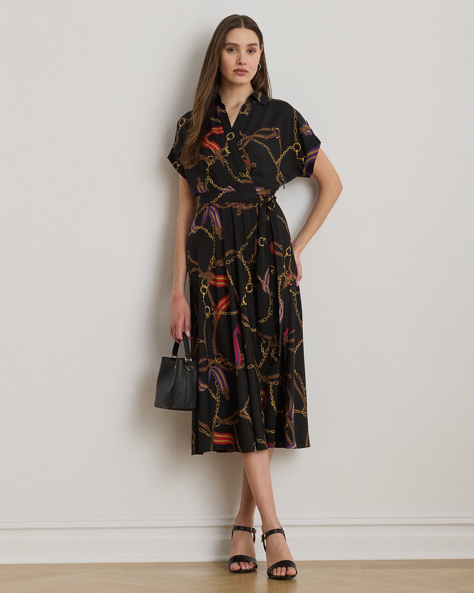 Ralph Lauren BeltingPrint Belted Crepe Dress