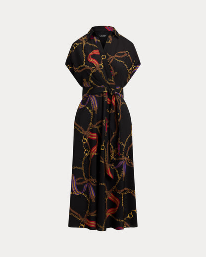 Ralph Lauren BeltingPrint Belted Crepe Dress