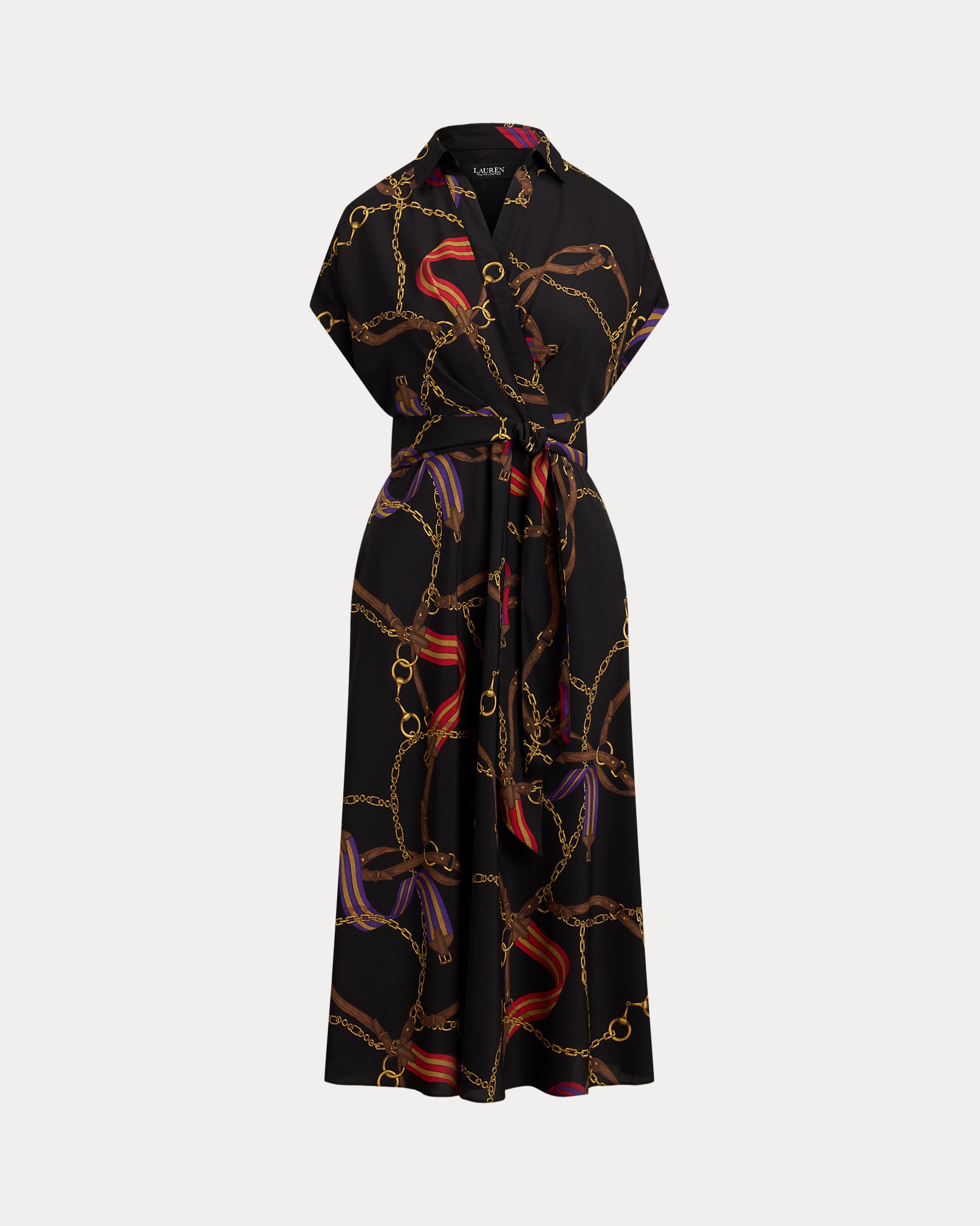 Ralph Lauren BeltingPrint Belted Crepe Dress