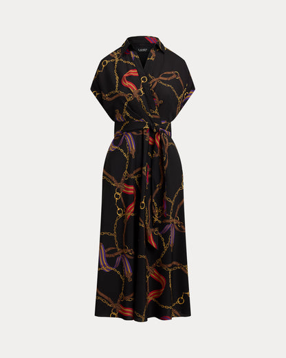Ralph Lauren BeltingPrint Belted Crepe Dress