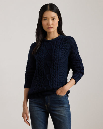 Ralph Lauren CableKnit Cotton Crewneck Sweater