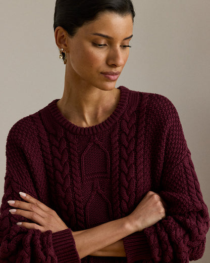 Ralph Lauren CableKnit Cotton Crewneck Sweater