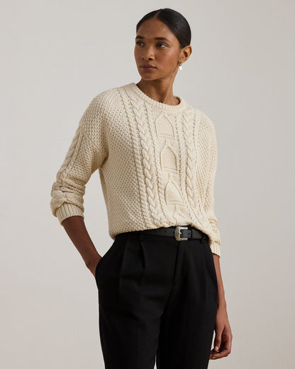 Ralph Lauren CableKnit Cotton Crewneck Sweater