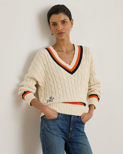 Ralph Lauren CableKnit Cotton Cricket Sweater