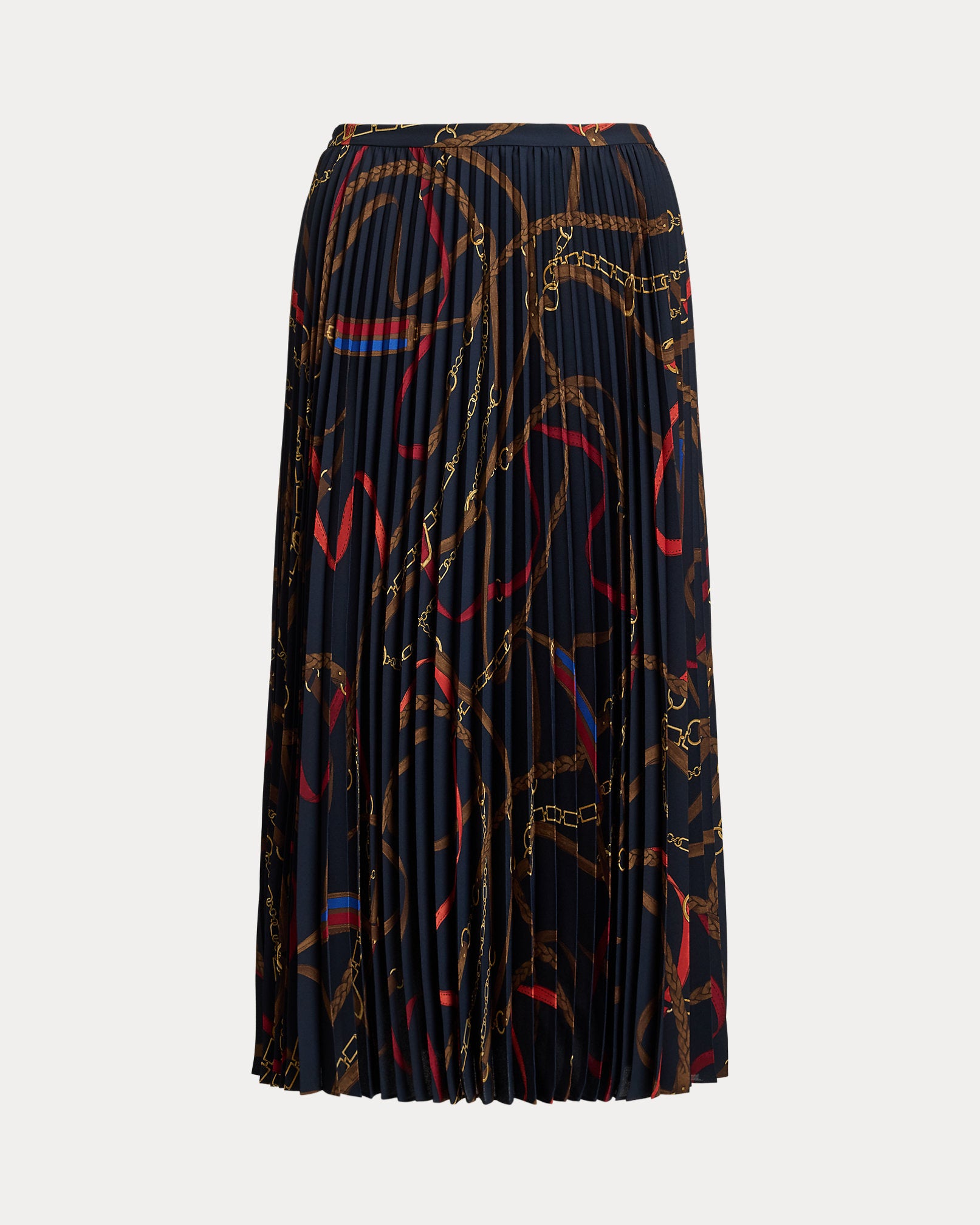Ralph Lauren BeltingPrint Pleated Georgette Skirt