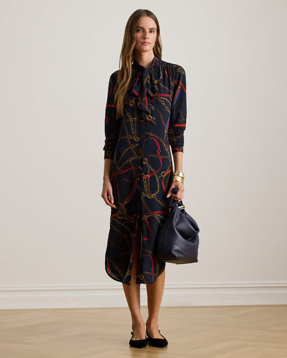Ralph Lauren Print Georgette TieNeck Shirtdress
