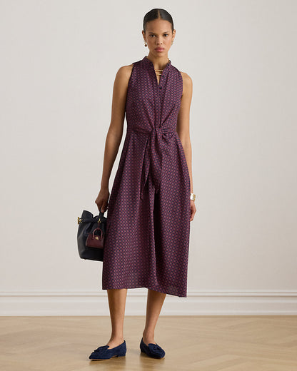 Ralph Lauren Print TieFront Crepe Sleeveless Dress