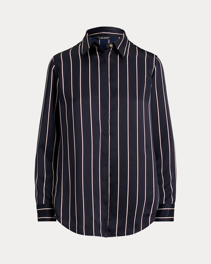 Ralph Lauren Classic Fit Striped Charmeuse Shirt