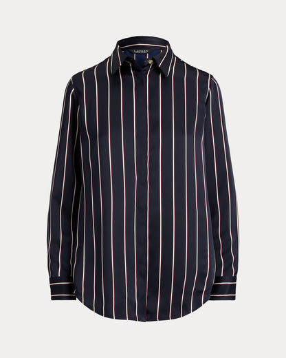 Ralph Lauren Classic Fit Striped Charmeuse Shirt