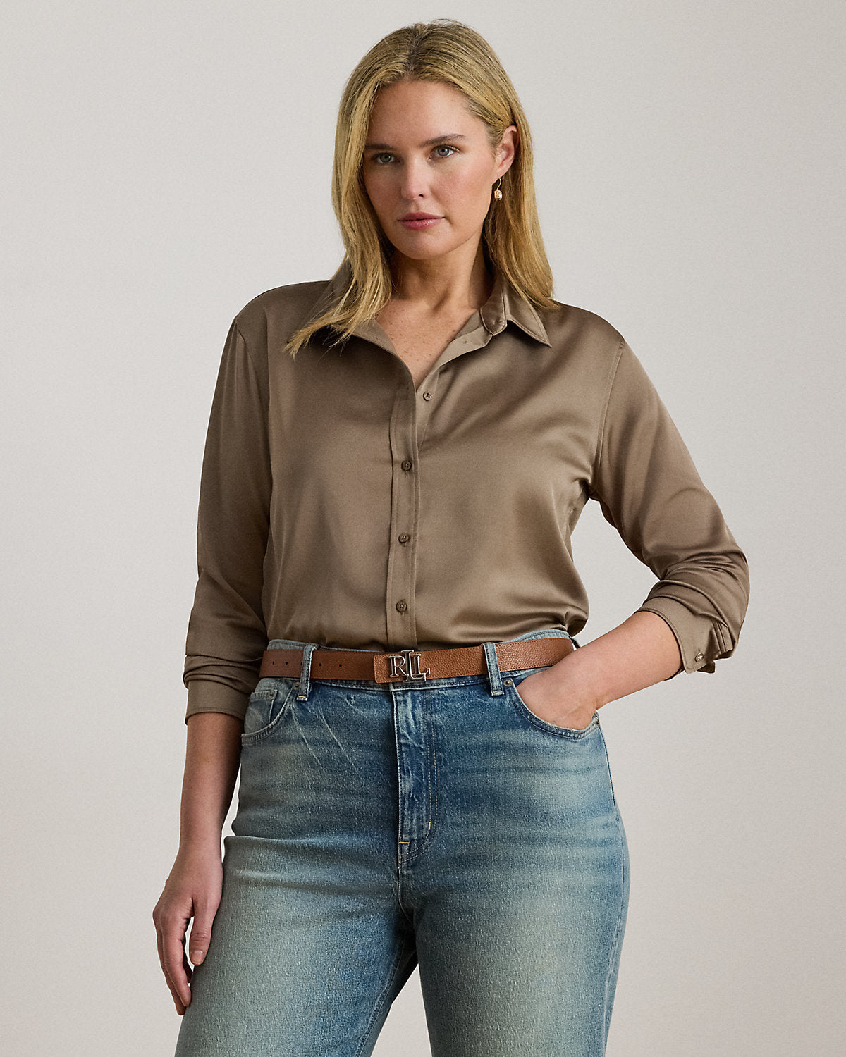 Ralph Lauren Classic Fit Satin Charmeuse Shirt
