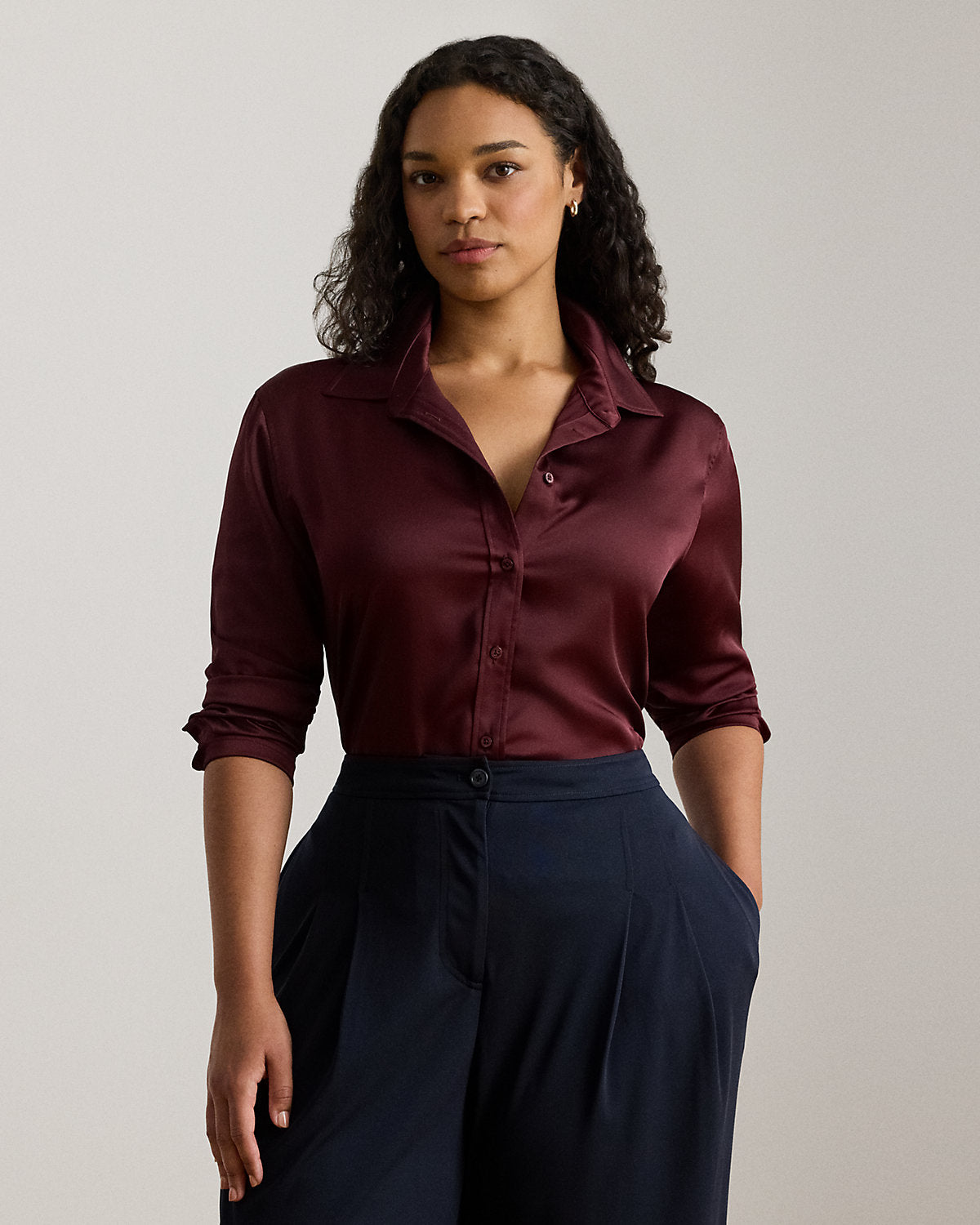 Ralph Lauren Classic Fit Satin Charmeuse Shirt