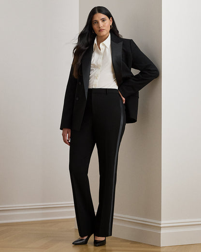 Ralph Lauren SatinTrim DoubleFaced Crepe Pant