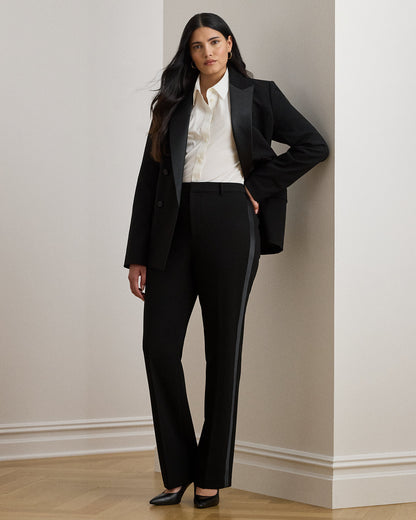 Ralph Lauren SatinTrim DoubleFaced Crepe Pant