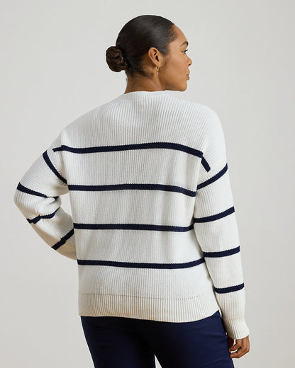 Ralph Lauren Striped RibKnit Cotton Crewneck Sweater