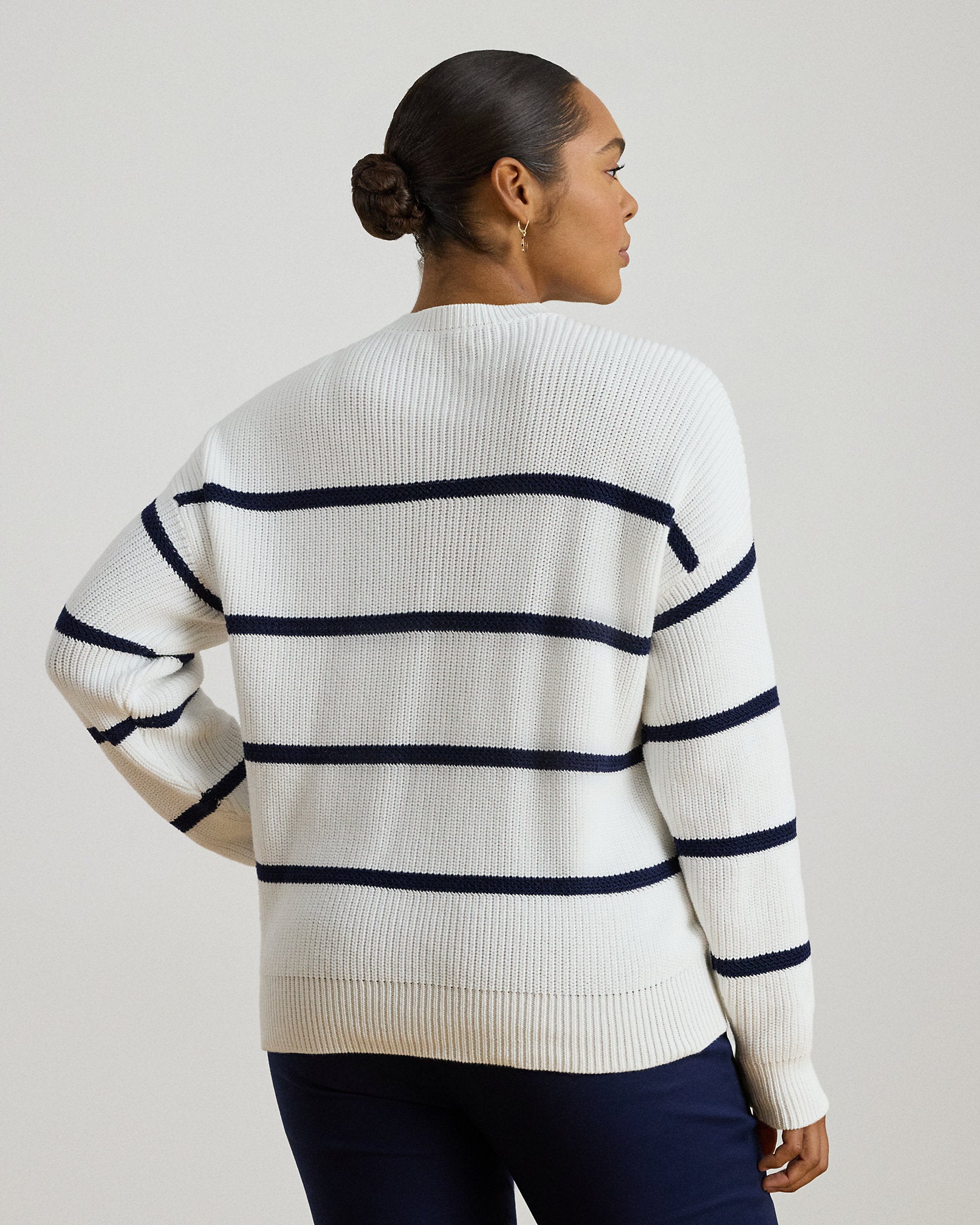 Ralph Lauren Striped RibKnit Cotton Crewneck Sweater