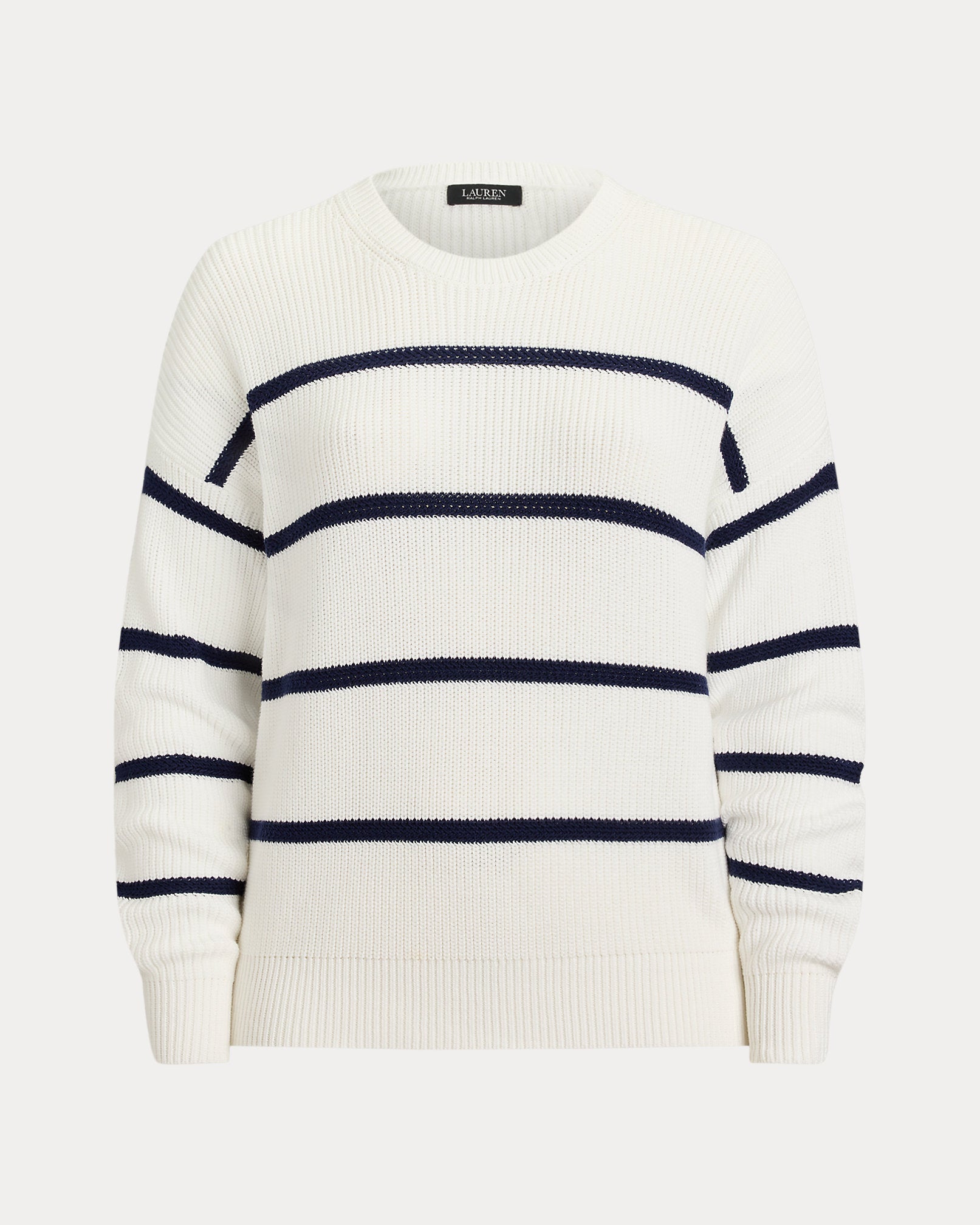 Ralph Lauren Striped RibKnit Cotton Crewneck Sweater