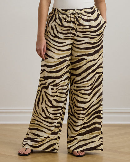 Ralph Lauren ZebraPrint Linen WideLeg Pant