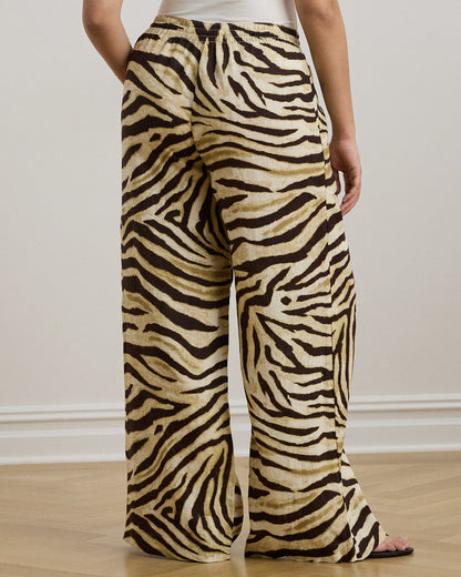 Ralph Lauren ZebraPrint Linen WideLeg Pant