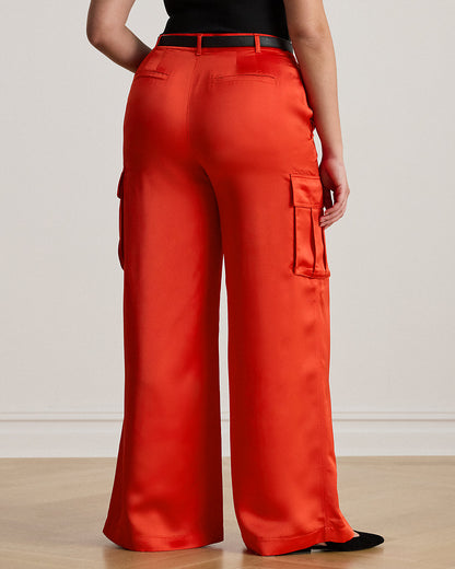 Ralph Lauren Satin Charmeuse WideLeg Cargo Pant