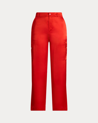 Ralph Lauren Satin Charmeuse WideLeg Cargo Pant