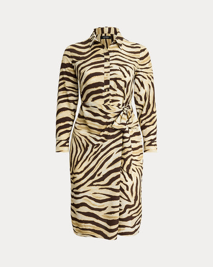 Ralph Lauren ZebraPrint TieFront Crepe Shirtdress