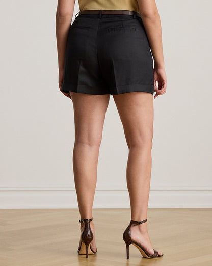 Ralph Lauren Pleated LinenBlend Twill Short